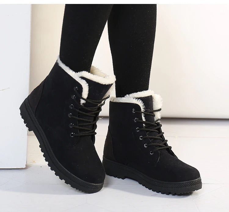 Bottes chaudes d'hiver à lacets pour femmes