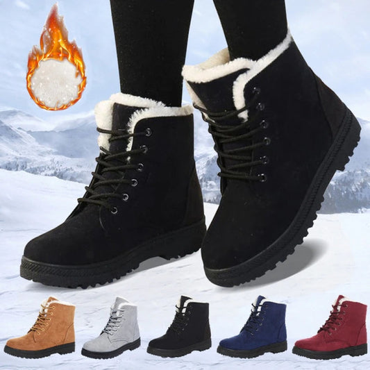 Bottes chaudes d'hiver à lacets pour femmes