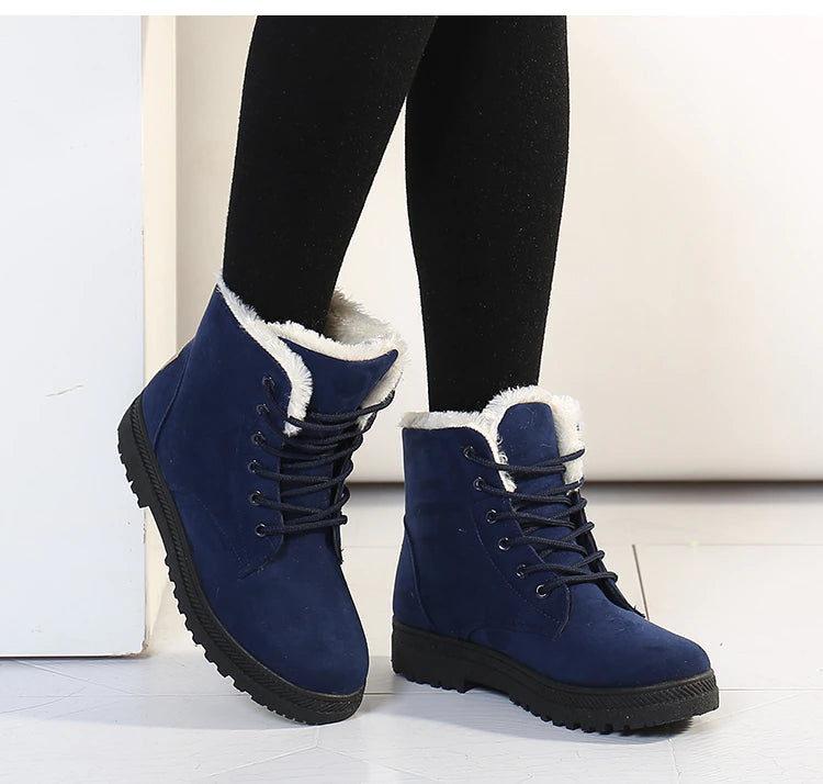 Bottes chaudes d'hiver à lacets pour femmes