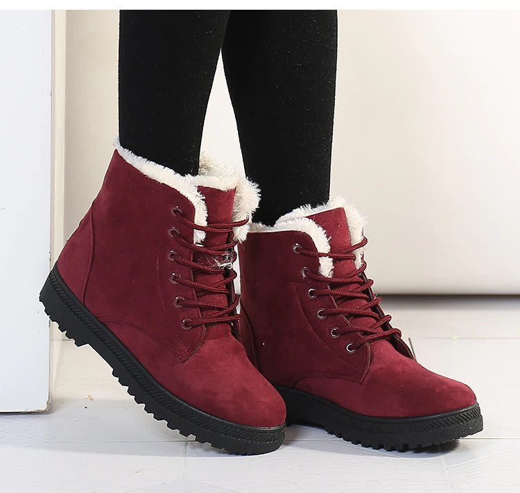 Bottes chaudes d'hiver à lacets pour femmes