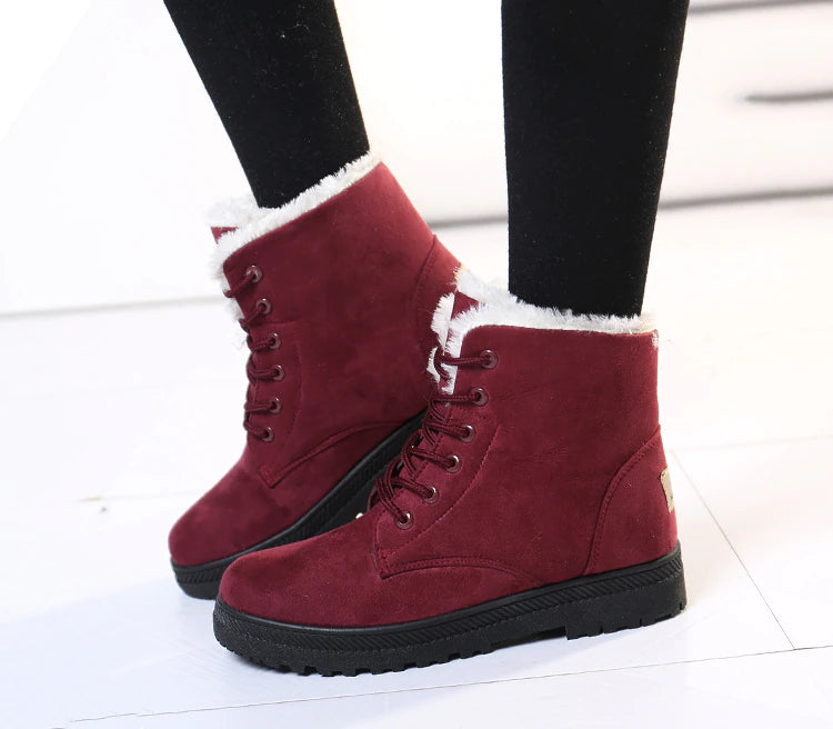 Bottes chaudes d'hiver à lacets pour femmes