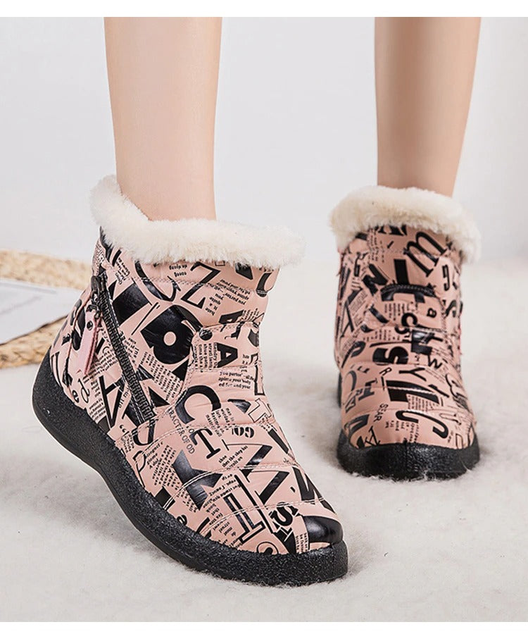 Bottines chaudes en peluche multicouleur pour femmes