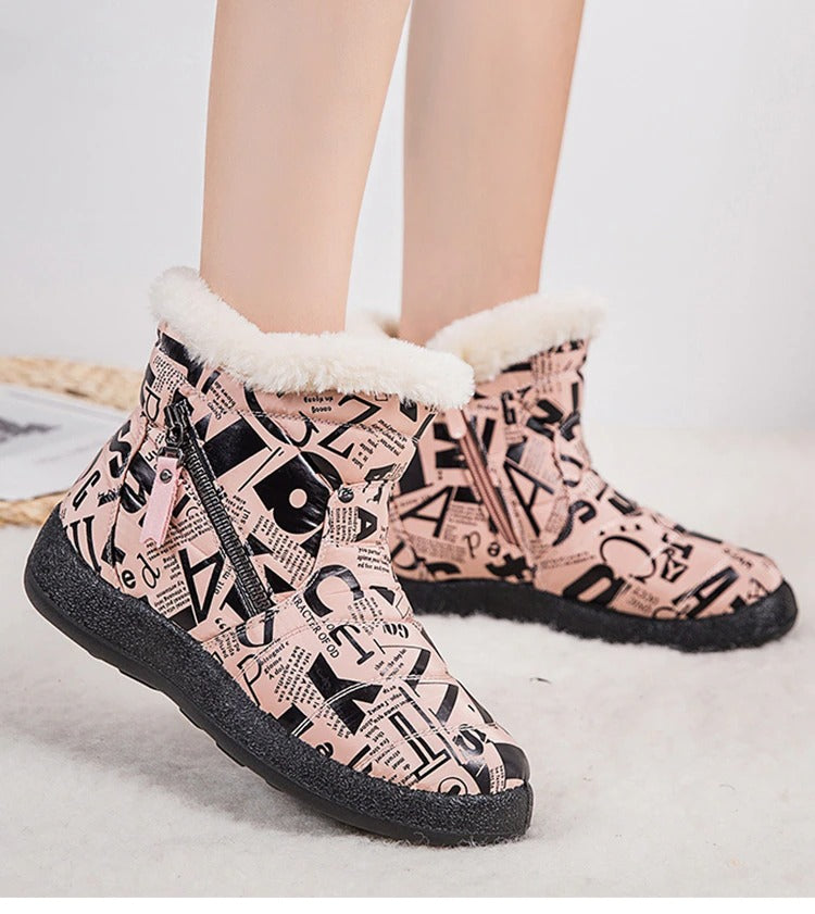 Bottines chaudes en peluche multicouleur pour femmes