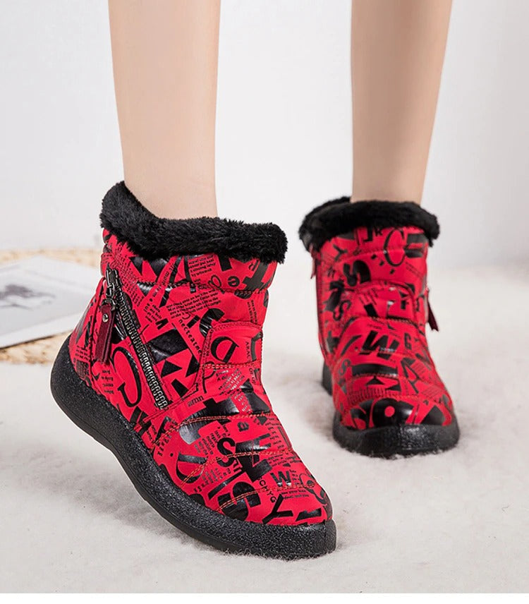 Bottines chaudes en peluche multicouleur pour femmes