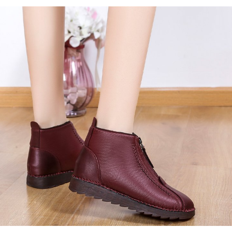 Bottines à glissière en cuir pour femmes