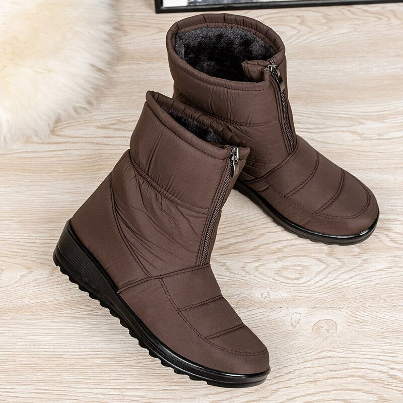 Bottines de neige imperméables en peluche pour femme